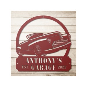Personalized Metal Car Sign, Car Garage Sign, Car Name Sign, Car Workshop Sign, Garage Metal Sign, Mancave Sign, Mechanic Gifts, Work Shop
