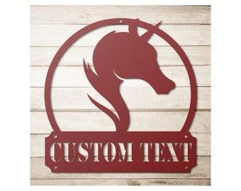 Custom Metal Unicorn Sign - Personalized Unicorns Wall Art Decor