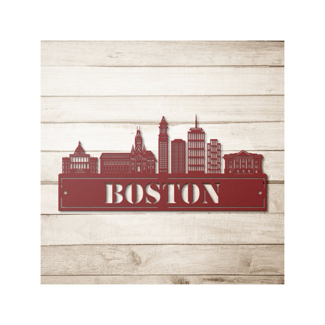 Custom Metal Boston Sign - Personalized Boston Skyline Wall Art - Etsy