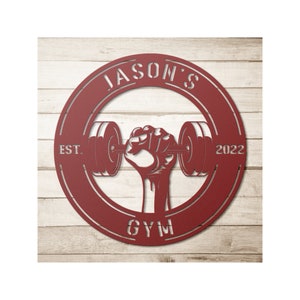 Personalized Gym Metal Wall Art, Custom Gym Name Sign, Gym Home Decor, Gym Signs, Gift For Gym Lovers, Weight Lifting Sign, Gym Gifts