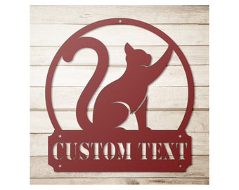 Custom Metal Cat Name Sign - Personalized Cat Wall Art Decor