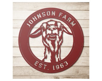 Custom Goat Family Name Metal Sign: Personalized Farmhouse Decor