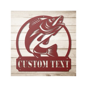 Custom Metal Walleye Sign - Personalized Walleye Fishing Wall Art Decor