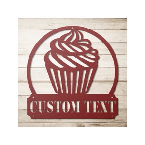 Custom Metal Cupcake Sign - Personalized Cupcake Bakery Wall Art Decor