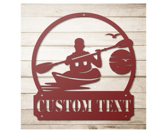 Custom Kayaking Metal Art  - Personalized Kayak Sign