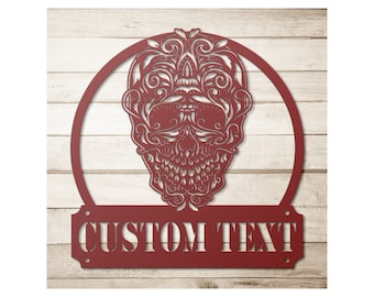 Custom Sugar Skull Metal Sign: Dia De Los Muertos Decor