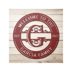 Custom Family Name Initial G Sign - Personalized Letter G Monogram Metal Wall Art