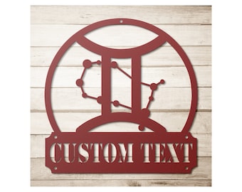 Custom Metal Gemini Zodiac Sign - Personalized Horoscope Wall Art Decor