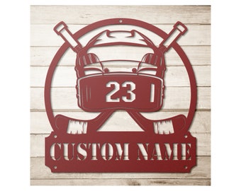 Custom Hockey Metal Wall Art, Personalized Hockey Gifts For Men