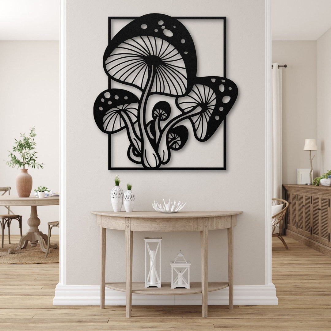 Mushroom Metal Wall Art, Mushroom Decor Bedroom, Mushroom Door Hanger ...