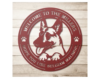 Custom Belgian Malinois Metal Art Sign: Personalized Dog Lover Gift