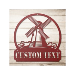 Custom Windmill Sign - Personalized Windmill Metal Wall Decor