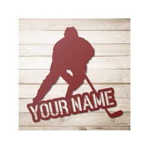 Custom Hockey Metal Wall Art, Personalized Hockey Player Name Sign Decoration In Living Room, Ice Hockey Home Decor, Kids Room, Hockey Lover