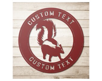 Personalized Skunk Metal Wall Art: Custom Name Sign