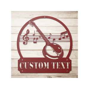 Personalized Gift for Banjo Player, Metal Custom Banjo Sign, Banjo Wall Decor For Living Room