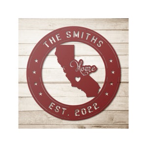 California Metal Sign, California Decor, California Wall Art, Personalized Family Last Name Sign, CA State, California Signs, California Art