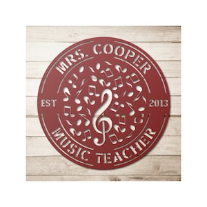 Custom Metal Music Teacher Door Sign - Personalized Music Teacher Wall Decor For Musician