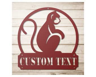 Custom Metal Monkey Sign - Personalized Monkeys Wall Art Decor