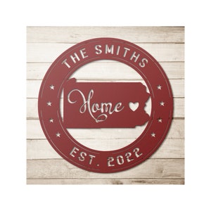 Custom Pennsylvania Metal Sign, Pennsylvania Decor, Pennsylvania Wall Art, Personalized Family Last Name Sign, PA State, Pennsylvania Signs
