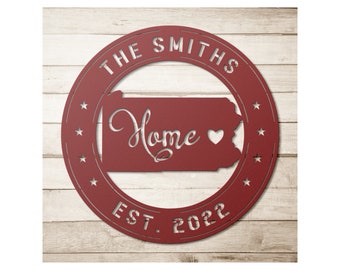Custom Pennsylvania Metal Sign: Personalized Family Name Wall Art