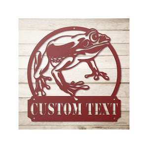 Custom Metal Frog Welcome Sign - Personalized Frog Garden Wall Art Decor