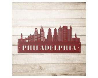 Custom Metal Philadelphia Sign - Personalized Philadelphia Skyline Wall Art