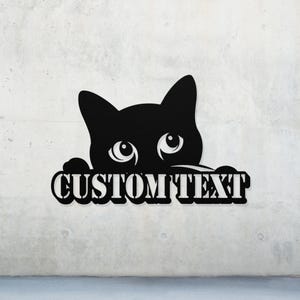 Personalized Cat Peeking Metal Wall Art, Custom Laser-Cut Cat Decor, Rustic Pet Lover Wall Hanging, Unique Gift for Cat Owners