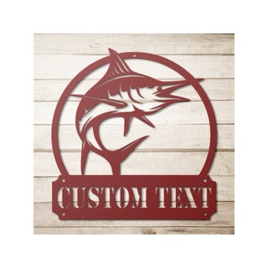 Custom Metal Marlin Sign - Personalized Marlin Wall Art Decor