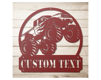 Custom Metal Monster Truck Name Sign: Personalized Wall Art