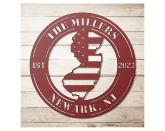 Custom New Jersey Metal Sign: Personalized NJ State Wall Decor