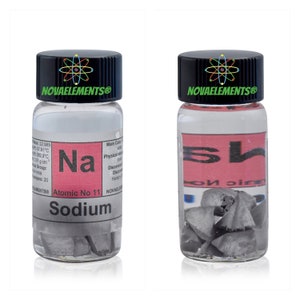 Sodium metal element 11, Periodic Table of the Elements, Sodium metal, Sodium pieces, Sodium in vial with label 1 gram 99.9%