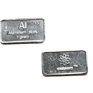 Lingot d&#39;aluminium, Tableau périodique des éléments, Lingot d&#39;aluminium métallique 1 gramme 99,9 %