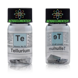 Tellurium metal element 52, Periodic Table of the Elements, Tellurium metal, Tellurium crystals 2 grams 99.999% in labeled vial