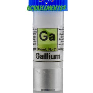 Gallium metal element, Gallium metal, Gallium vial, Gallium for melting, Gallium in vial for experiments, 50 grams 99.995% Pure