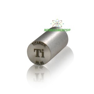Titanium metal element 22, Periodic Table of the Elements, Titanium cylinder, Titanium metal 99.95% 7 grams 20 x 10 mm