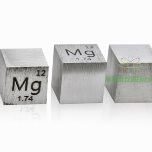Magnesium cube density 10x10x10mm, Periodic Table of the Elements, Magnesium metallic cube 10 mm 99.95% pure