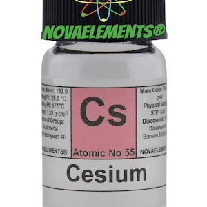 Cesium metal element 55, Periodic Table of Elements, Cesium metal, Cesium ampoule, Cesium in vial with label 20mg 99.9% pure