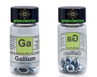 Gallium metal element 31, Gallium metal, Gallium pellets, Gallium to melt, Gallium in glass vial with label 5 grams 99.995%