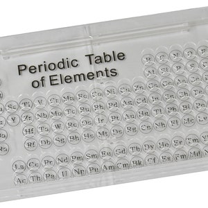 Tabla Periódica de los Elementos, tabla con tapa incluida, para nuestros viales etiquetados, solo tabla más tapa acrílica.