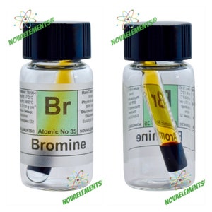 Mini Bromine Ampoule, Elemental Bromine in Glass Vial with Label, 99% Pure Collector Sample Vial Bromine