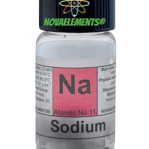 sodium metal element sample for collection in labeled glass vial