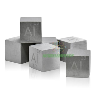 Aluminum cube density 10x10x10mm, Periodic Table of Elements, Aluminum metal cube 10mm 99.99%