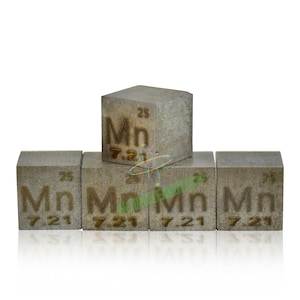 Manganese cube density 10x10x10mm, Periodic Table of Elements, Manganese metal cube 10mm 99.9%