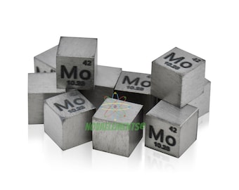 Molybdenkubdensitet 10x10x10mm, Periodiska systemet, Molybdenmetallkub 10mm 99,99% ren