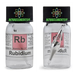Rubidium metallic element 37, Rubidium metal, Rubidium ampoule 1 gram 99.95% pure and oxide free, in vial with label