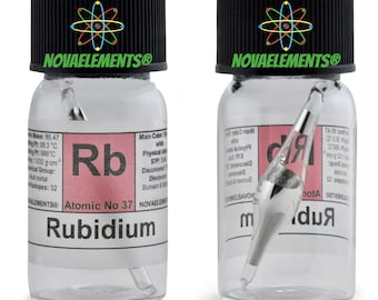 Rubidium metal element 37, Rubidium metal, Rubidium ampoule 1 gram 99.95% pure and oxide-free, in vial with label
