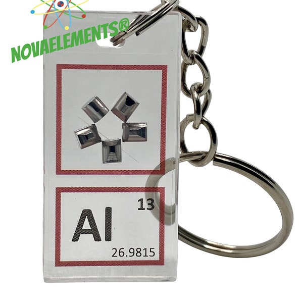 Aluminium metal sample for collection, Aluminium keychain, Periodic Table of Elements Keychain, Aluminium Periodic Tile