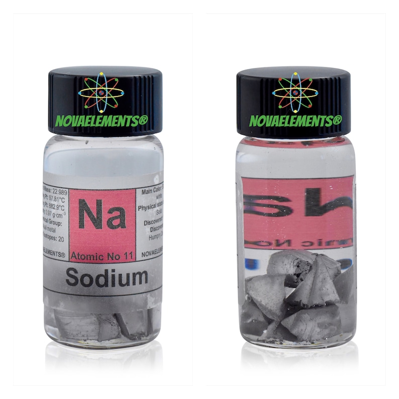 sodium metal element sample for collection in labeled glass vial