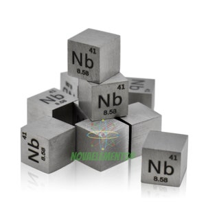 Niobium cube density 10x10x10mm, Periodic Table of the Elements, Niobium metallic cube 10 mm 99.99%