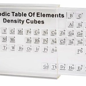 Tabla periódica de elementos: cubos de densidad, con tapa deslizante incluida, para cubos de elementos de 10 mm (cubos no incluidos)
